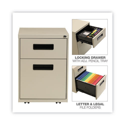 Image of Alera® File Pedestal, Left Or Right, 2-Drawers: Box/file, Legal/letter, Putty, 14.96" X 19.29" X 21.65"