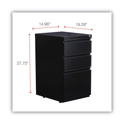 Image of Alera® File Pedestal With Full-Length Pull, Left Or Right, 3-Drawers: Box/box/file, Legal/letter, Black, 14.96" X 19.29" X 27.75"