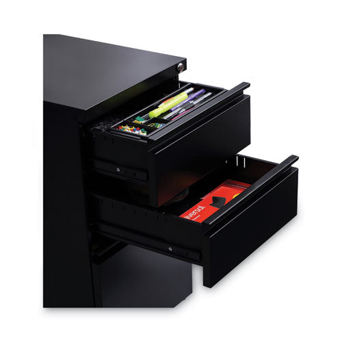 Image of Alera® File Pedestal With Full-Length Pull, Left Or Right, 3-Drawers: Box/box/file, Legal/letter, Black, 14.96" X 19.29" X 27.75"