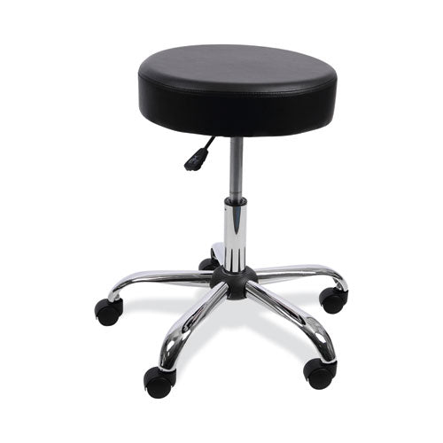 Image of Alera® Height Adjustable Lab Stool, Backless, Supports Up To 275 Lb, 19.69" To 24.80" Seat Height, Black Seat, Chrome Base
