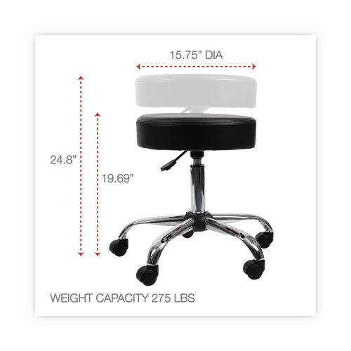 Image of Alera® Height Adjustable Lab Stool, Backless, Supports Up To 275 Lb, 19.69" To 24.80" Seat Height, Black Seat, Chrome Base