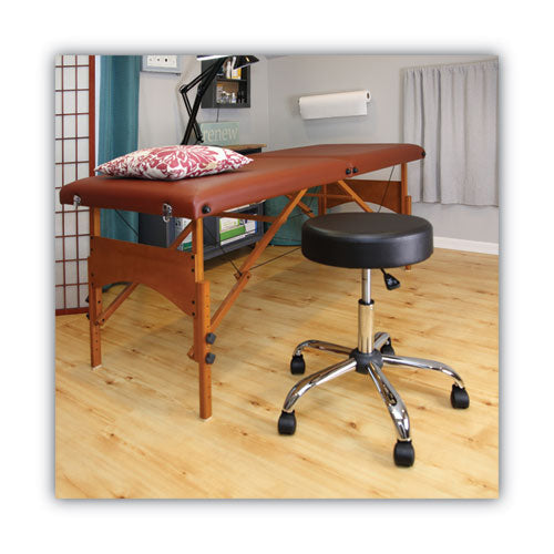 Image of Alera® Height Adjustable Lab Stool, Backless, Supports Up To 275 Lb, 19.69" To 24.80" Seat Height, Black Seat, Chrome Base