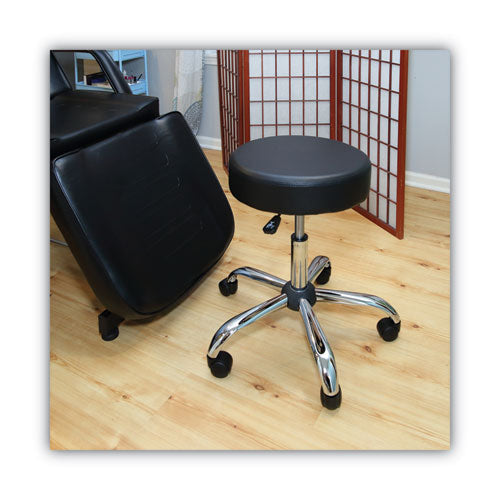 Image of Alera® Height Adjustable Lab Stool, Backless, Supports Up To 275 Lb, 19.69" To 24.80" Seat Height, Black Seat, Chrome Base