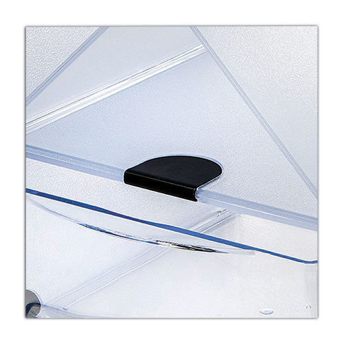 Image of deflecto® Stackable Cube Organizer, Divided, 2 Compartments, Plastic, 6 x 6 x 6, Clear