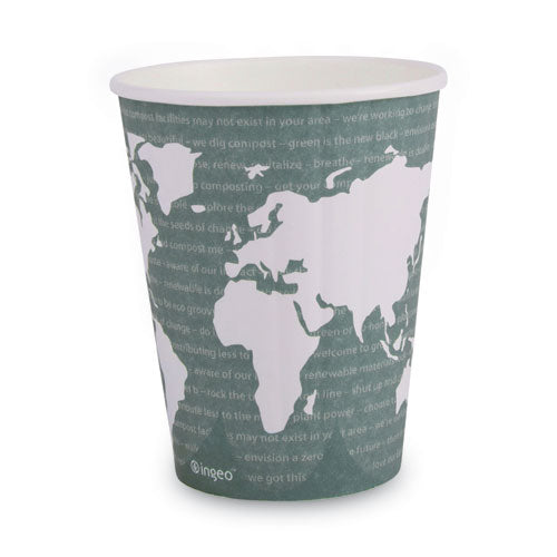 Image of Eco-Products® World Art Renewable and Compostable Insulated Hot Cups, 12 oz, Paper, Brown/White, 40/Pack, 15 Packs/Carton