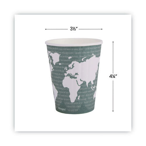 Image of Eco-Products® World Art Renewable and Compostable Insulated Hot Cups, 12 oz, Paper, Brown/White, 40/Pack, 15 Packs/Carton