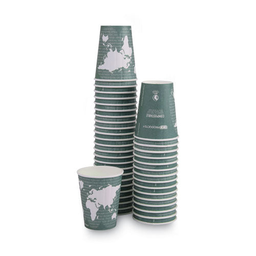 Image of Eco-Products® World Art Renewable and Compostable Insulated Hot Cups, 12 oz, Paper, Brown/White, 40/Pack, 15 Packs/Carton