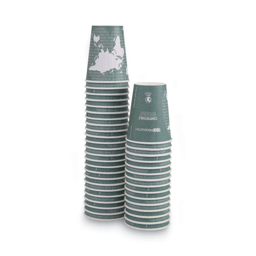 Image of Eco-Products® World Art Renewable and Compostable Insulated Hot Cups, 12 oz, Paper, Brown/White, 40/Pack, 15 Packs/Carton
