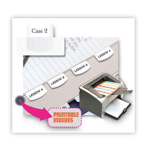 Image of Redi-Tag® Laser Printable Index Tabs, 1/5-Cut, White, 1.13" Wide, 100/Pack