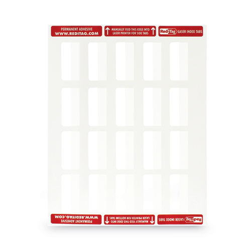 Image of Redi-Tag® Laser Printable Index Tabs, 1/5-Cut, White, 2" Wide, 300/Pack
