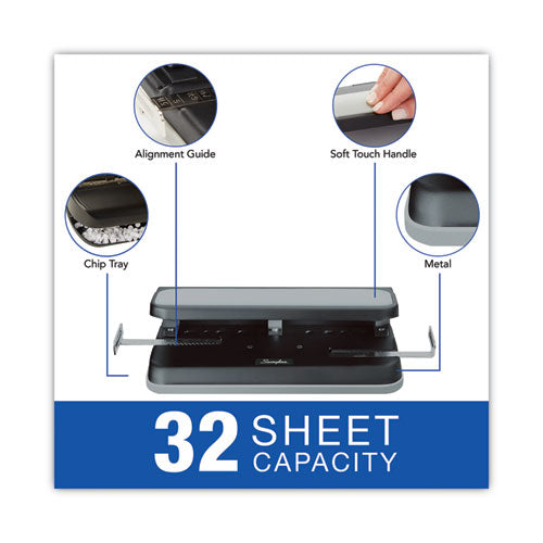 Image of Swingline® 32-Sheet Easy Touch Two- To Three-Hole Punch With Cintamatic Centering, 9/32" Holes, Black/gray