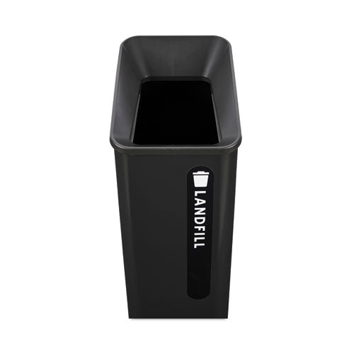 Image of Rubbermaid® Commercial Sustain Decorative Refuse with Recycling Lid, 15 gal, Metal/Plastic, Black