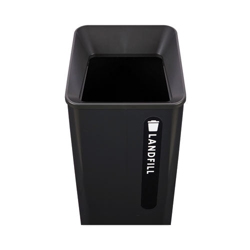 Image of Rubbermaid® Commercial Sustain Decorative Refuse with Recycling Lid, 23 gal, Metal/Plastic, Black