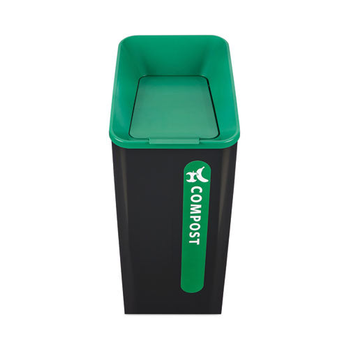 Image of Rubbermaid® Commercial Sustain Decorative Refuse with Recycling Lid, 15 gal, Metal/Plastic, Black/Green
