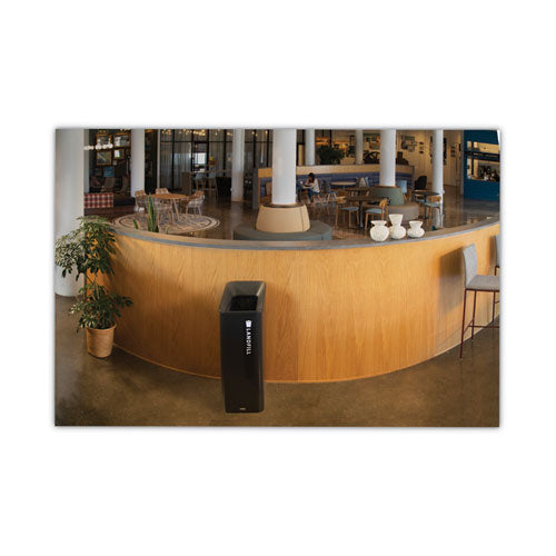 Image of Rubbermaid® Commercial Sustain Decorative Refuse with Recycling Lid, 15 gal, Metal/Plastic, Black