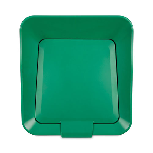 Image of Rubbermaid® Commercial Sustain Decorative Refuse with Recycling Lid, 23 gal, Metal/Plastic, Black/Green