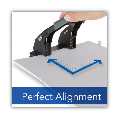 Image of Swingline® 28-Sheet Comfort Handle Steel Two-Hole Punch, 1/4" Holes, Black/gray
