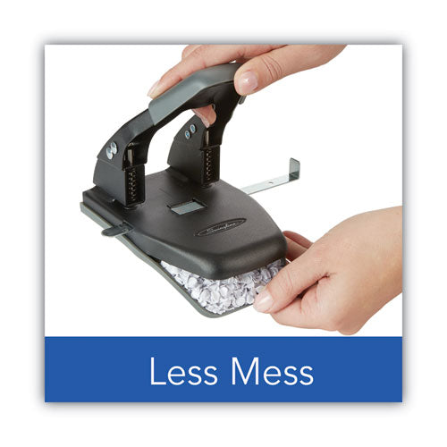 Image of Swingline® 28-Sheet Comfort Handle Steel Two-Hole Punch, 1/4" Holes, Black/gray