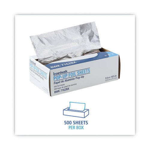 Image of Boardwalk® Standard Aluminum Foil Pop-Up Sheets, 63 Gauge, 9 x 10.75, 500 Sheets/Box