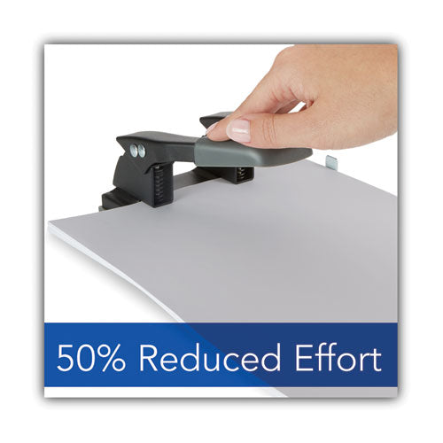 Image of Swingline® 28-Sheet Comfort Handle Steel Two-Hole Punch, 1/4" Holes, Black/gray