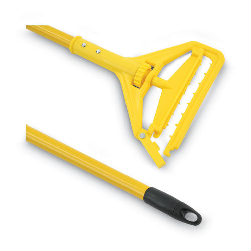 Image of Boardwalk® Quick Change Side-Latch Plastic Mop Head Handle, 60" Aluminum Handle, Yellow