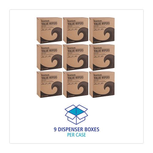 Image of Boardwalk® DRC Wipers, 9.33 x 16.5, White, 100 Dispenser Packs, 9 Dispenser Packs/Carton