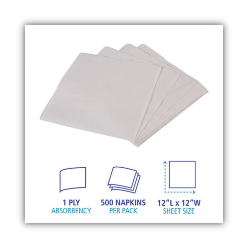 Image of Boardwalk® 1/4-Fold Lunch Napkins, 1-Ply, 11.8" x 11.2", White, 6,000/Carton