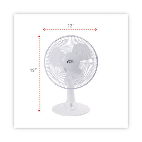 Image of Alera® 12" 3-Speed Oscillating Desk Fan, Plastic, White