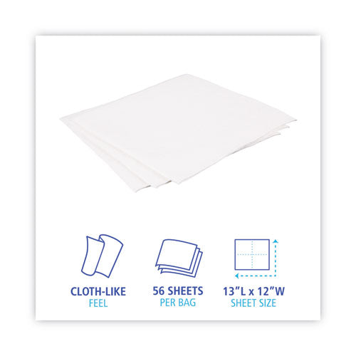 Image of Boardwalk® DRC Wipers, 12 x 13, White, 56 Bag, 18 Bags/Carton