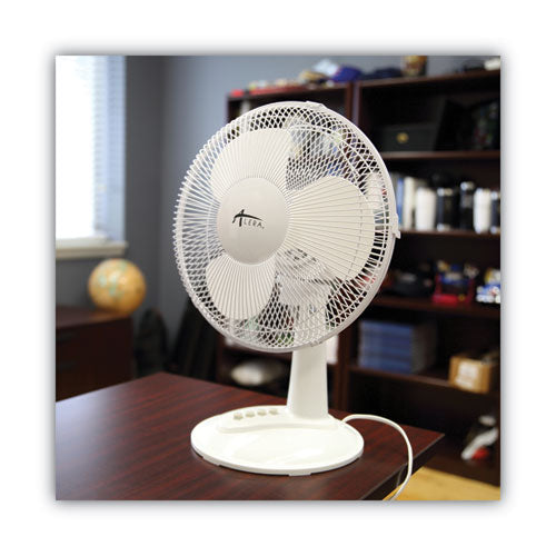 Image of Alera® 12" 3-Speed Oscillating Desk Fan, Plastic, White