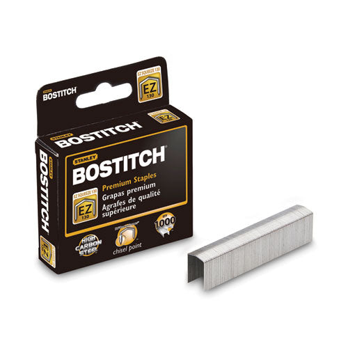 Image of Bostitch® Ez Squeeze B8 Powercrown Premium Staples, 0.5" Leg, 0.5" Crown, Steel, 1,000/box