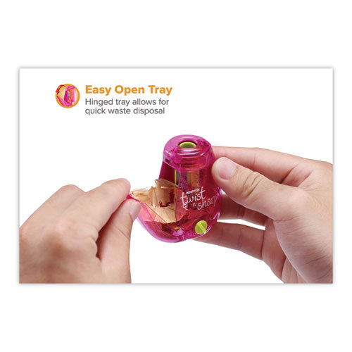 Image of Bostitch® Twist-N-Sharp Pencil Sharpener, One-Hole, 3.5 X 1.25 X 5.5, Randomly Assorted Colors, 6/pack