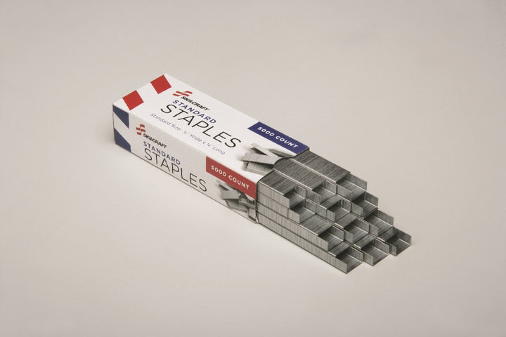 Image of Skilcraft Standard Staples, Full Strip, 1/2 in Crown, 1/4 in Leg Lg