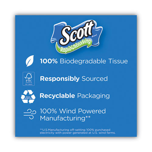 Image of Scott® Rapid-Dissolving Toilet Paper, Bath Tissue, Septic Safe, 1-Ply, White, 231 Sheets/roll, 4/rolls/pack, 12 Packs/carton