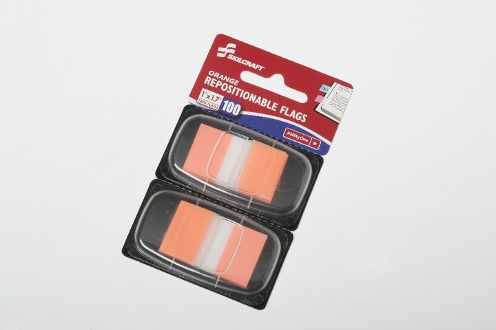 Image of Self-Stick Repositionable Flags, 1" x 1.75", Orange