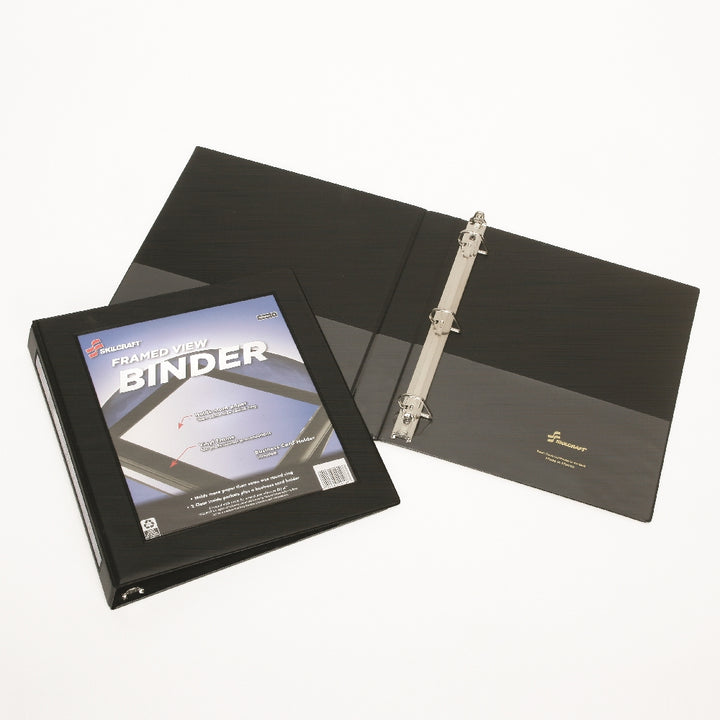Image of Framed Slant-D Ring View Binder, Black, 1" Capacity
