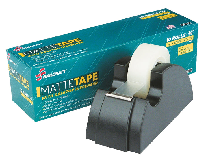 Image of Desktop Transparent Matte Finish Tape Pre-Packs with Desk Dispenser