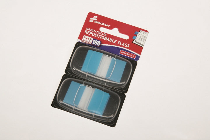Image of Self-Stick Repositionable Flags, 1" x 1.75", Bright Blue