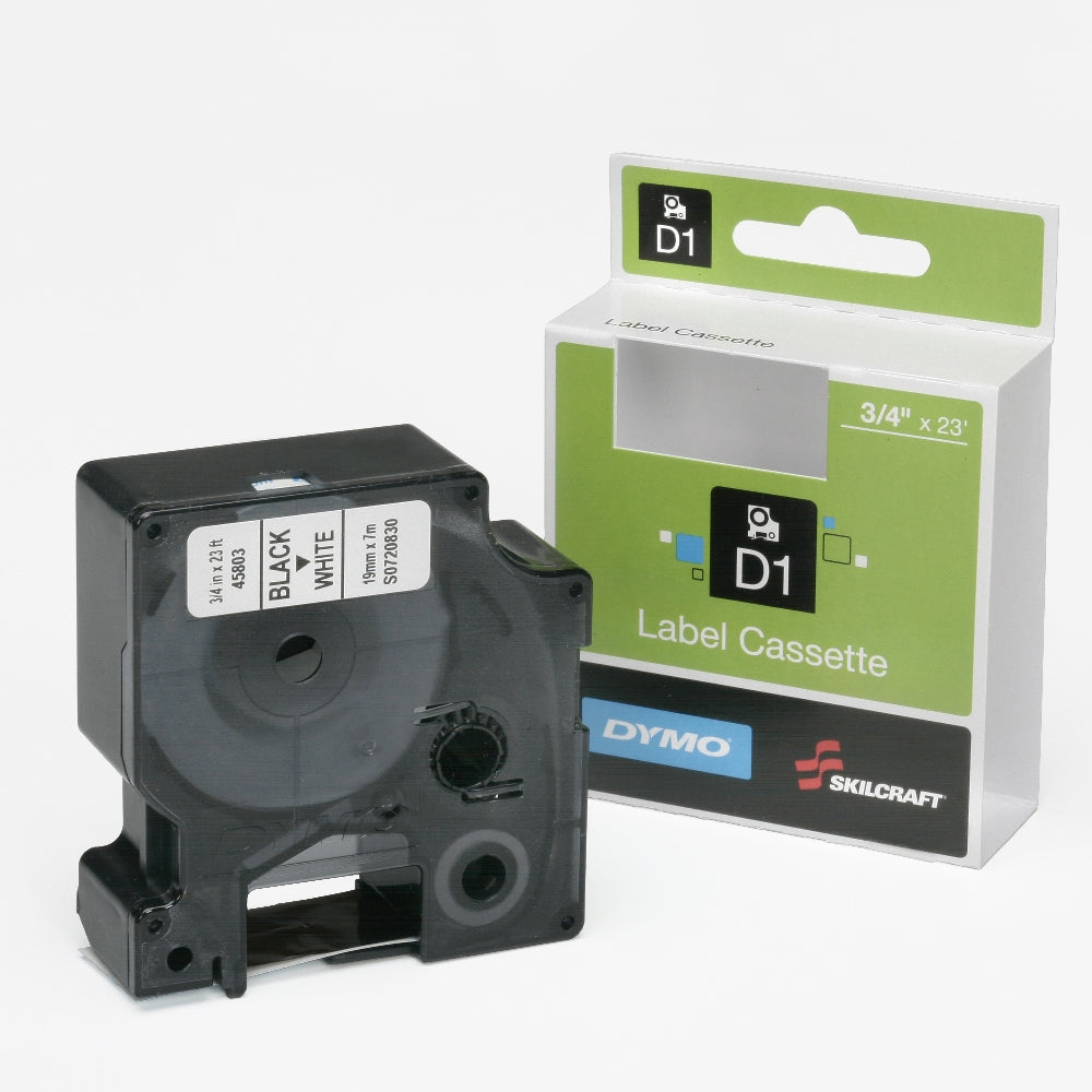 Image of Dymo/Skilcraft Standard Label Cassette, 3/4" x 26.2', Black on White
