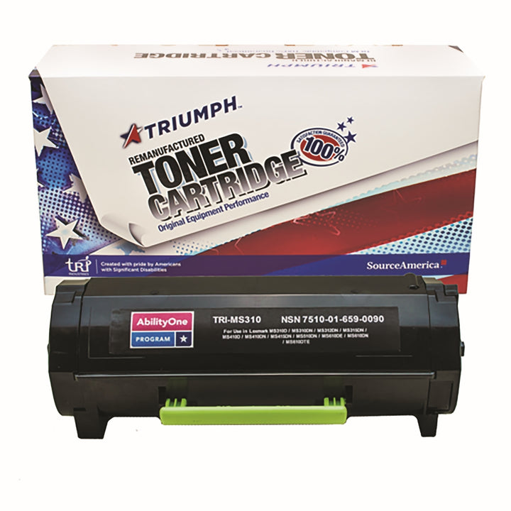 Image of Remanufactured High Yield Toner Cartridge for Lexmark MS310/MS410/MS510/MS610/MX310/MX410/MX510/MX610, Page Yield 5k, Black
