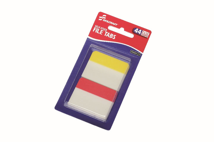 Image of Skilcraft Self-Stick File Tabs, 2", Red/Yellow
