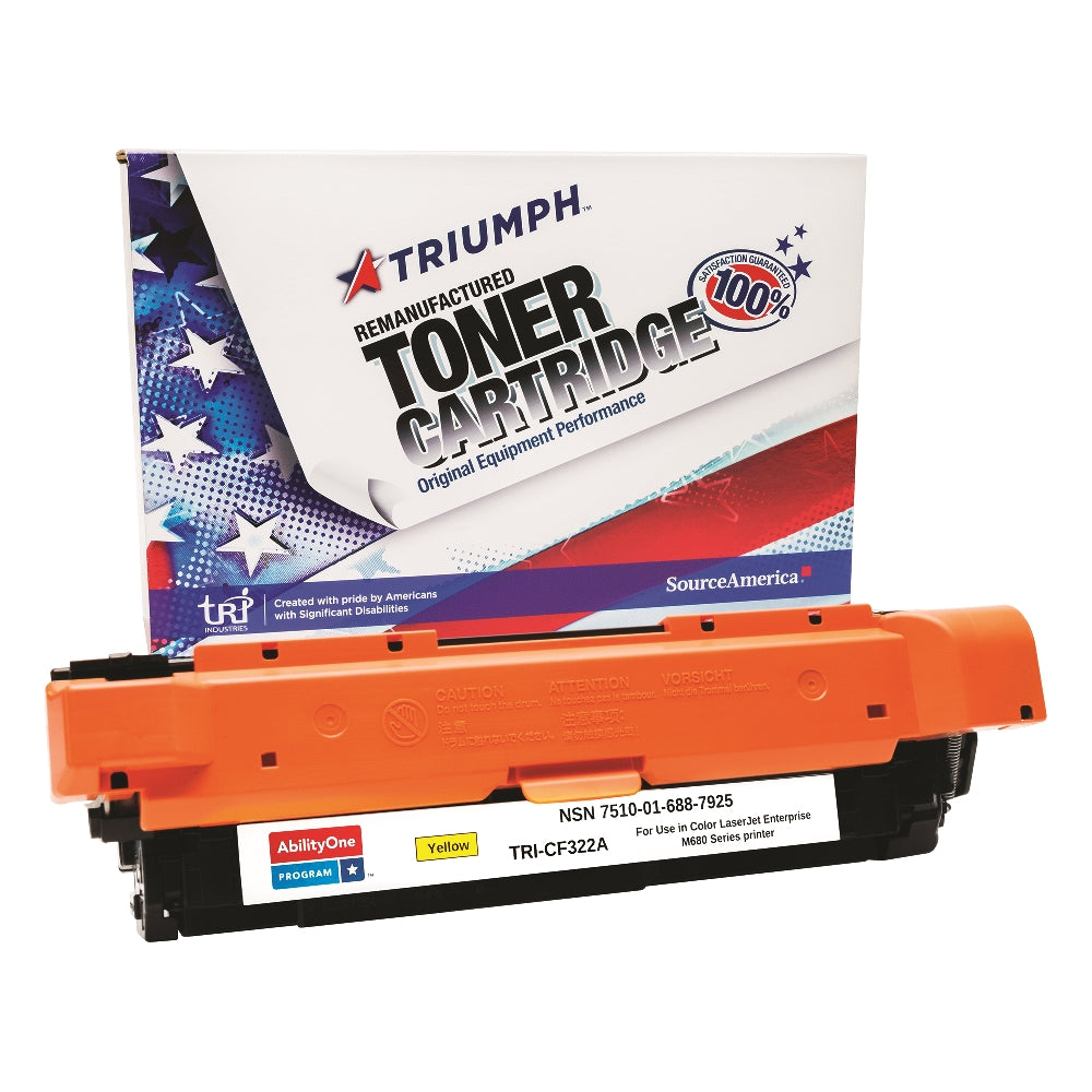 Image of Remanufactured Toner Cartridge for HP CF322A (HP 653A), Page Yield 16.5k, Yellow