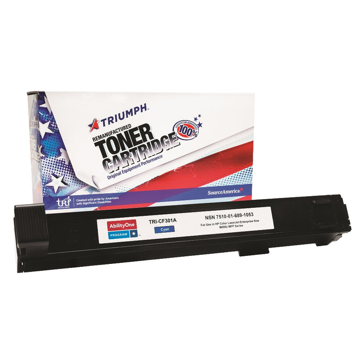 Image of Remanufactured Toner Cartridge for HP CF301A (HP 827A), Page Yield 32k, Cyan