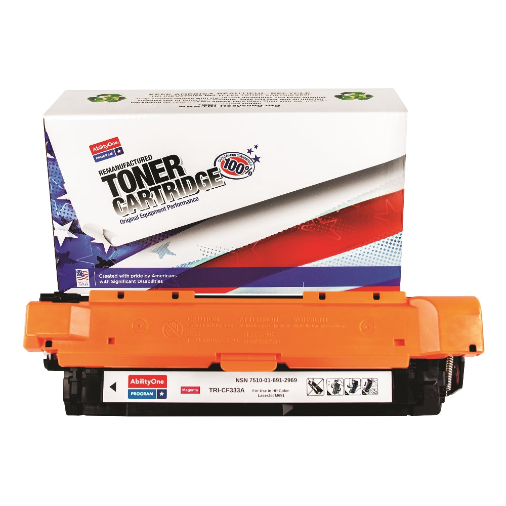 Image of Remanufactured Toner Cartridge for HP CF333A (HP 654A), Page Yield 15k, Magenta
