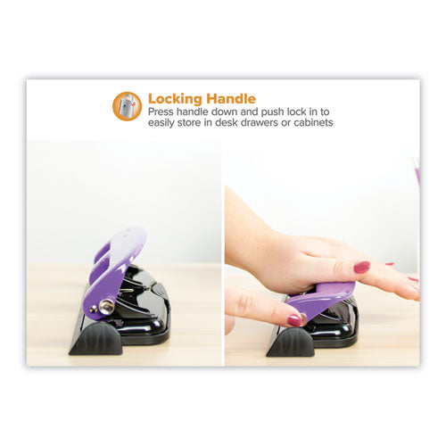 Image of Bostitch® 12-Sheet Ez Squeeze Three-Hole Punch, 9/32" Holes, Purple/black