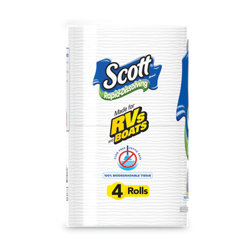 Image of Scott® Rapid-Dissolving Toilet Paper, Bath Tissue, Septic Safe, 1-Ply, White, 231 Sheets/roll, 4/rolls/pack, 12 Packs/carton