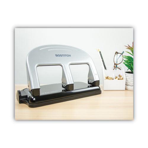 Image of Bostitch® 40-Sheet Ez Squeeze Three-Hole Punch, 9/32" Holes, Black/silver
