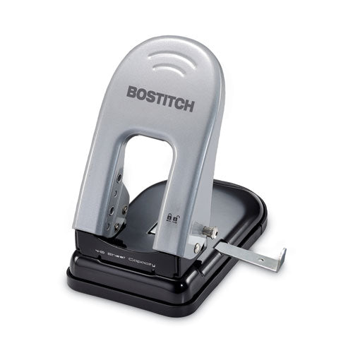 Image of Bostitch® 40-Sheet Ez Squeeze Two-Hole Punch, 9/32" Holes, Black/silver