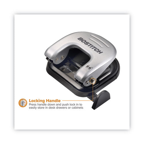 Image of Bostitch® 20-Sheet Ez Squeeze Two-Hole Punch, 9/32" Holes, Black/silver