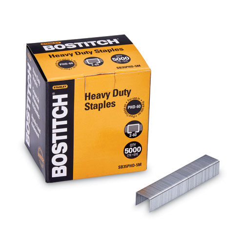Image of Bostitch® Heavy-Duty Premium Staples, 0.38" Leg, 0.5" Crown, Steel, 5,000/box